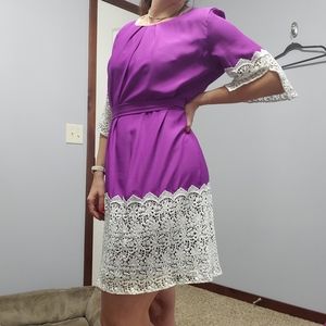 Gianni Bini size large purple with white lace dress